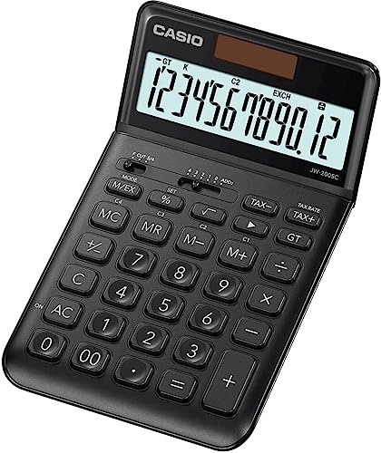 Casio JW-200SC-BK Tischrechner Schwarz solarbetrieben, batteriebetrieben (B x H x T) 109 x 11 x 184m von Casio