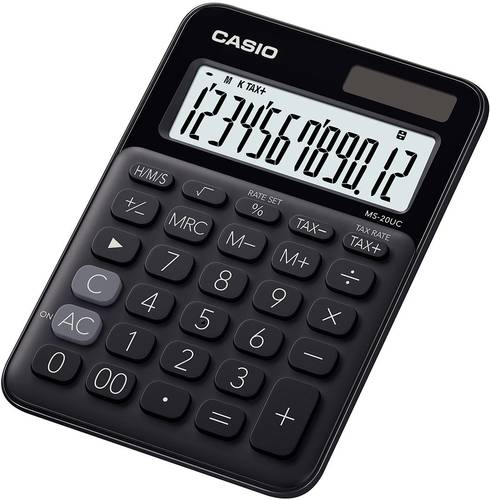 Casio MS-20UC-BK Tischrechner Schwarz Display (Stellen): 12solarbetrieben, batteriebetrieben (B x H von Casio