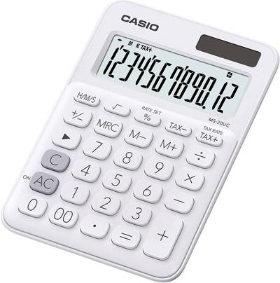 Casio MS-20UC - Desktop-Taschenrechner - 12 Stellen - Solarpanel, Batterie - weiß (MS-20UC-WE) von Casio