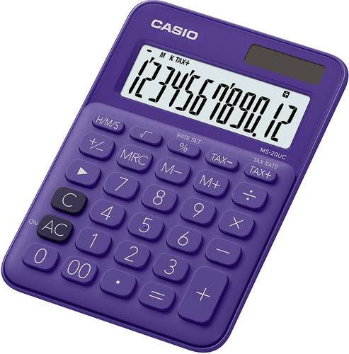 Casio MS-20UC Tischrechner Violett Display (Stellen): 12solarbetrieben, batteriebetrieben (B x H x T von Casio