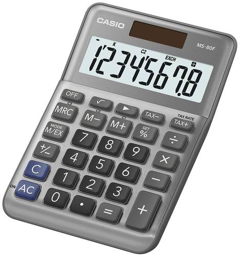 Casio MS-80F Tischrechner Grau Display (Stellen): 8 batteriebetrieben, solarbetrieben (B x H x T) 10 von Casio