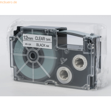 Casio Schriftbandkassette XR-12 X 12mm schwarz auf transparent von Casio
