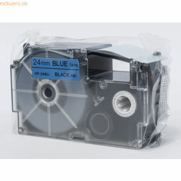 Casio Schriftbandkassette XR-24 BU 24mm schwarz auf blau von Casio