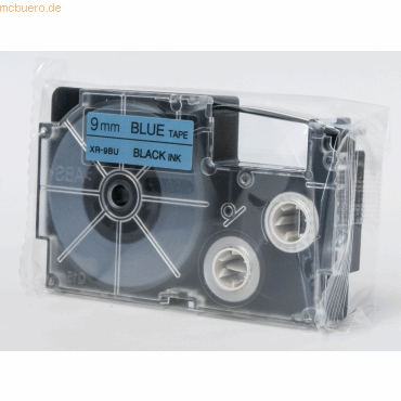 Casio Schriftbandkassette XR-9 BU 9mm schwarz auf blau von Casio