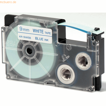 Casio Schriftbandkassette XR-9 WEB 9mm blau auf weiß von Casio