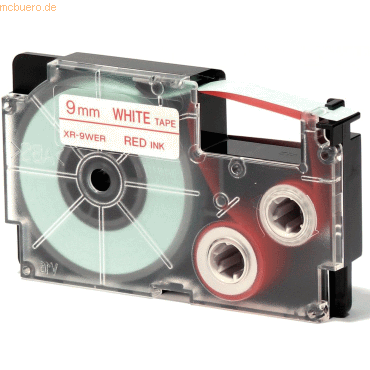 Casio Schriftbandkassette XR-9 WER 9mm rot auf weiß von Casio