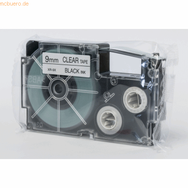 Casio Schriftbandkassette XR-9 X 9mm schwarz auf transparent Casio Schriftbandkassette XR-9 X 9mm schwarz auf transparent von Casio