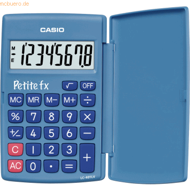 Casio Taschenrechner LC-401 LV 8-stellig Batteriebetrieb blau von Casio