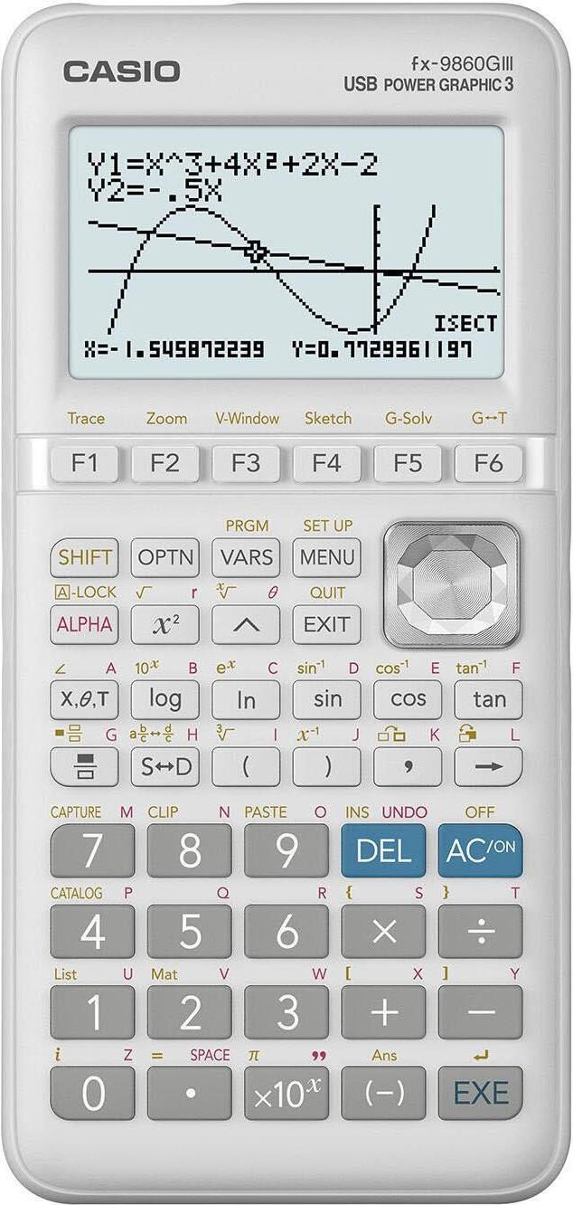 Casio Tischrechner, technisch-wissenschaftlich, Natürliches Display, Batteriebetrieb (FX-9860GIII-W-ET) von Casio