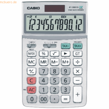 Casio Tischrechner JF-120 ECO 12-stellig Batterie/Solar-Betrieb silber Casio Tischrechner JF-120 ECO 12-stellig Batterie/Solar-Betrieb silber von Casio