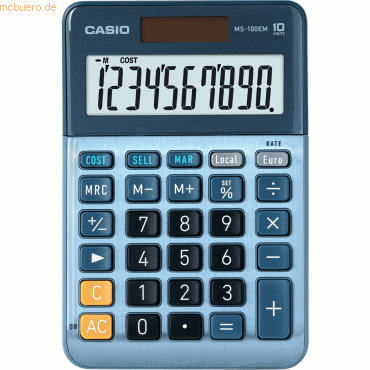 Casio Tischrechner MS-100EM 10-stellig Batterie/Solar-Betrieb blau Casio Tischrechner MS-100EM 10-stellig Batterie/Solar-Betrieb blau von Casio