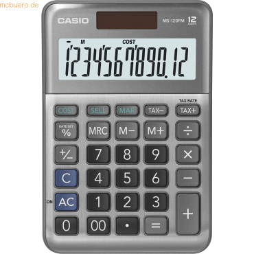 Casio Tischrechner MS-120FM 12-stellig Batterie/Solar-Betrieb silber von Casio