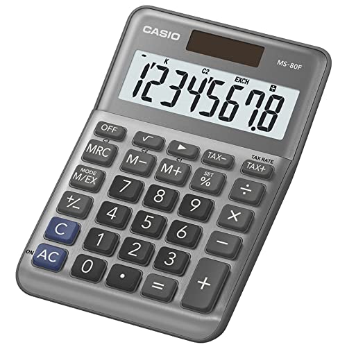 Casio Tischrechner MS-80F, 8-stellig, Steuerberechnung, Quadratwurzel, Aluminiumfront, Vorzeichenwechsel, Solar/Batteriebetrieb Casio Tischrechner MS-80F, 8-stellig, Steuerberechnung, Quadratwurzel, Aluminiumfront, Vorzeichenwechsel, Solar/Batteriebetrieb von Casio