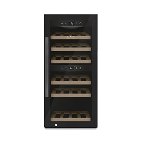 CASO WineExclusive 24 Smart - Design Weinkühlschrank für bis zu 24 Flaschen - Zwei getrennte Temparaturzonen einstellbar von 5°-20°C für Rot- & Weißwein, LED beleuchtet, mit Wi-Fi Modul und App von Caso