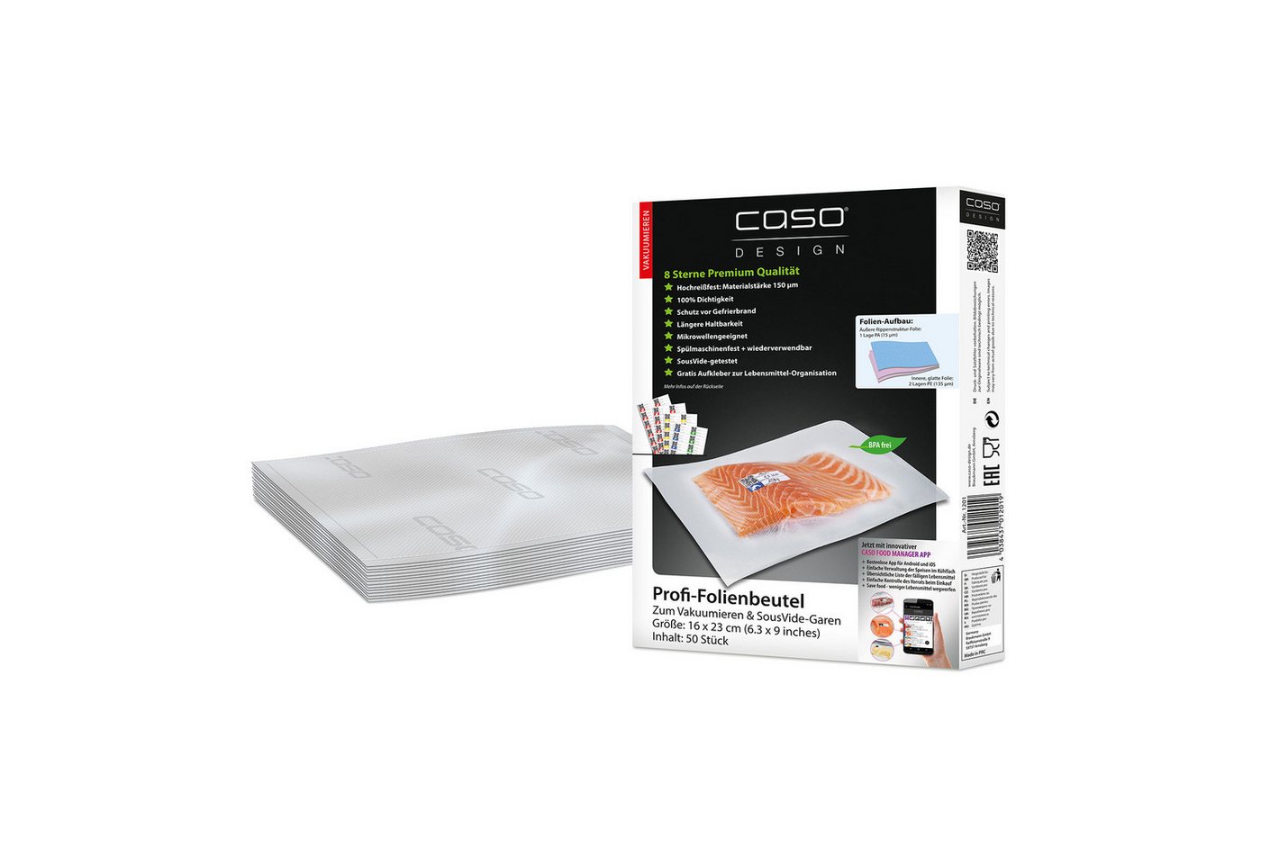 Caso Displayschutzfolie Caso 1201 Vakuum-Folienbeutel 16x23 cm 50 Stück Caso Displayschutzfolie Caso 1201 Vakuum-Folienbeutel 16x23 cm 50 Stück von Caso