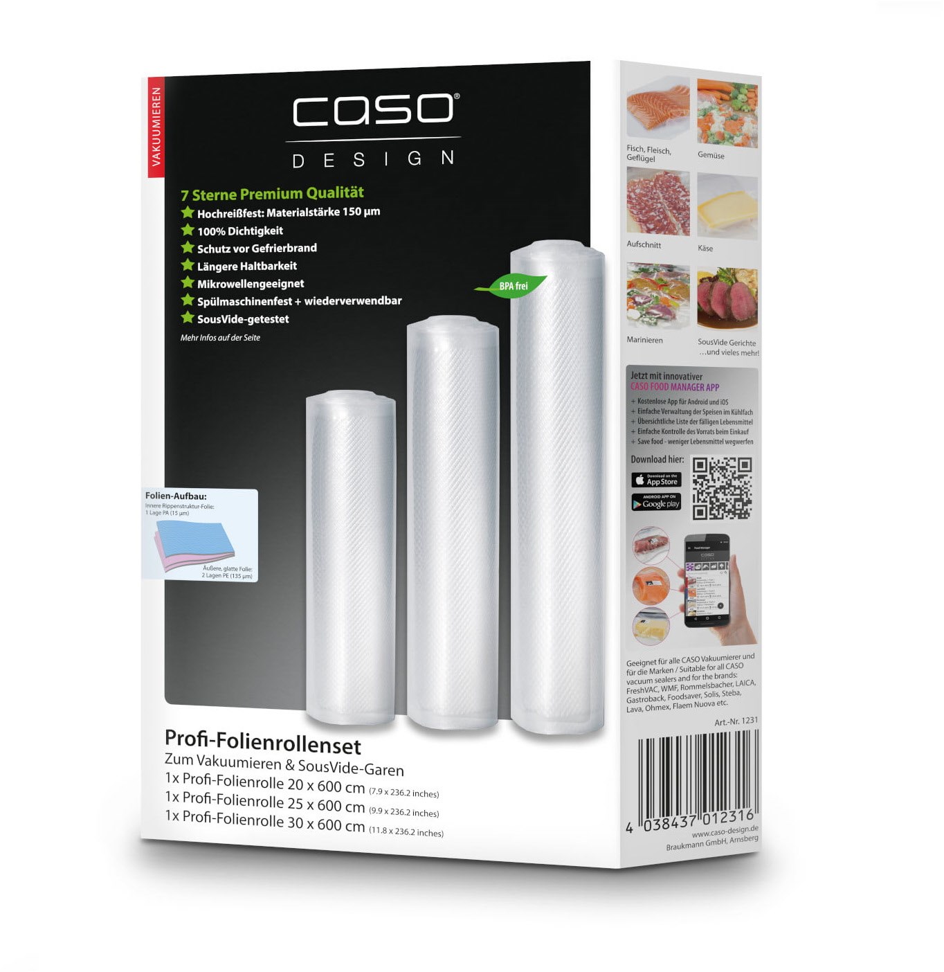Profi-Folienrollenset Vakuumier-Zubehör Profi-Folienrollenset Vakuumier-Zubehör von Caso