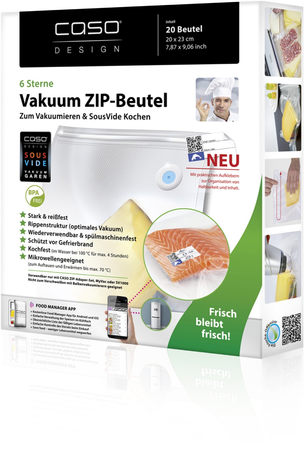 Zip-Beutel 20x23cm, 20St. Vakuumier-Zubehör von Caso