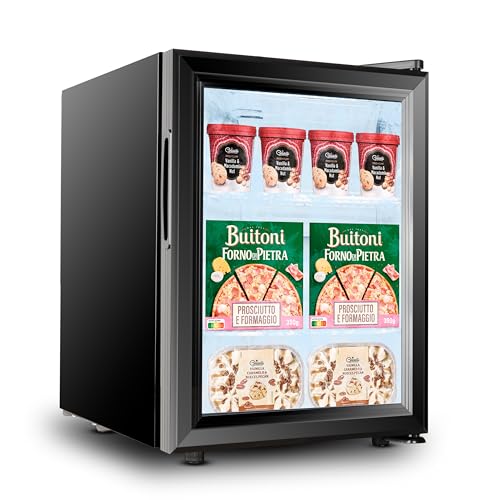 Mini Gefrierschrank klein mit Glastür (21 Liter). Kompakter Einbaugefrierschrank, ideal für kleine Küchen und Büros. Energieeffizienter mini tiefkühlschrank für unter der Theke. von Cassary