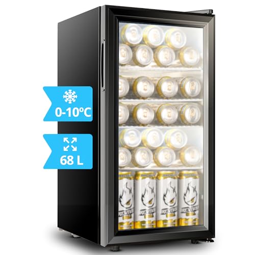 Mini Kühlschrank mit glastür von 35-98 Litern (Temperatur 0-10ºC). Getränkekühlschrank klein mit niedrigem Verbrauch und Glastür. Indoor/outdoor kühlschrank wetterfest mit Displaytür. (68 liter) von Cassary