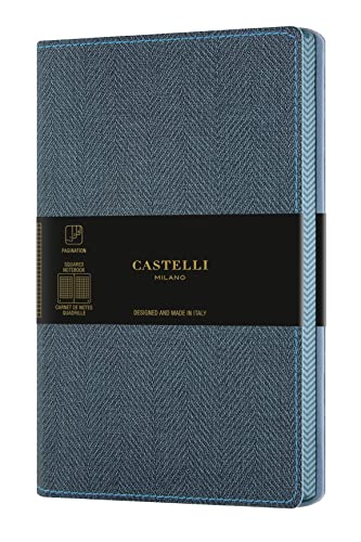 CARNET HARRIS GRAND FORMAT QUADRILLE SLATE BLUE von Castelli
