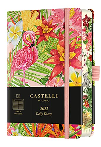 Castelli Milano 0QM2BI-005, EDEN Flamingo Diary 2022, 9 x 14 cm, Tagesdecke S/D, fester Einband 384 Seiten, Pocket von Castelli Milano