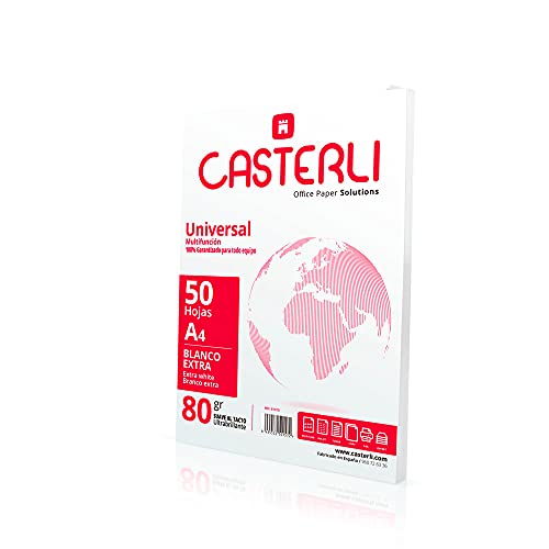 CASTERLI 81010 A4-Papier, 50 Blatt, weiß, A4, 80 g/m², extra weißes Mehrzweckpapier für Drucker, 80 g/m² (A4, 50 Blatt) von Casterli