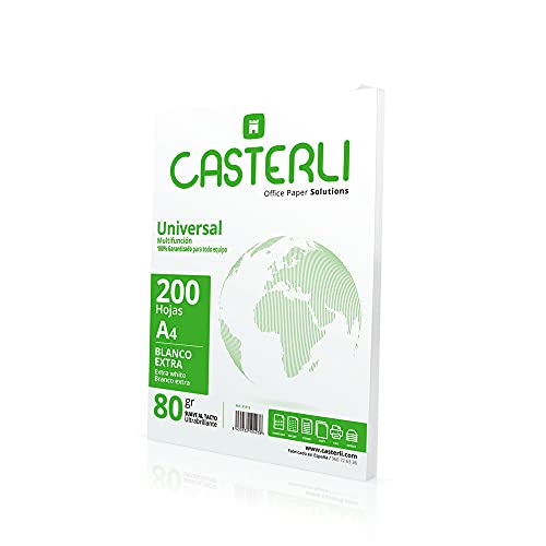 CASTERLI - 81013 A4-Blätter, A4-Papier, 200 weiße Blätter, A4-Papier, 80 g, extra weiß, Mehrzweckpapier für A4, 80 g/m² (A4, 200 Blatt) von Casterli