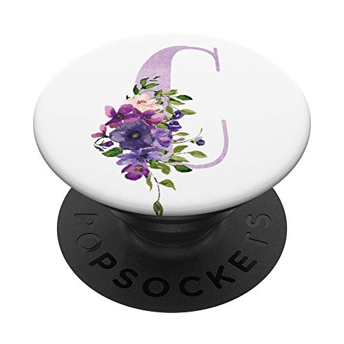 Blumen Violett Lila Lavendel Floral Buchstabe C PopSockets mit austauschbarem PopGrip von Castlepop
