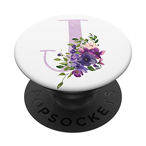 Lila Lavendel Rosa Personalisierter Geschenk Buchstabe J PopSockets PopGrip: Ausziehbarer Sockel und Griff für Handys/Tablets mit Tauschbarem Top von Castlepop