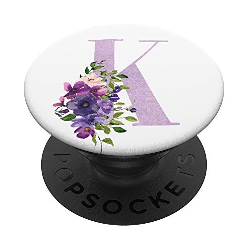 Lila Lavendel Rosa Personalisierter Geschenk Buchstabe K PopSockets PopGrip: Ausziehbarer Sockel und Griff für Handys/Tablets mit Tauschbarem Top von Castlepop