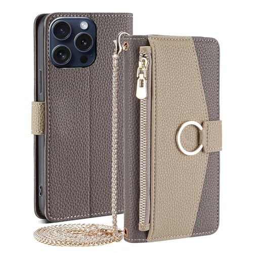 CasurvivePro Brieftaschenetui für iPhone 13 mit Umhängegurt, magnetische Handtaschen-Reißverschlusstaschenhüllen PU-Leder stoßfest Flip-Cover mit Ständer hülle für iPhone 13 Grau CasurvivePro Brieftaschenetui für iPhone 13 mit Umhängegurt, magnetische Handtaschen-Reißverschlusstaschenhüllen PU-Leder stoßfest Flip-Cover mit Ständer hülle für iPhone 13 Grau von CasurvivePro