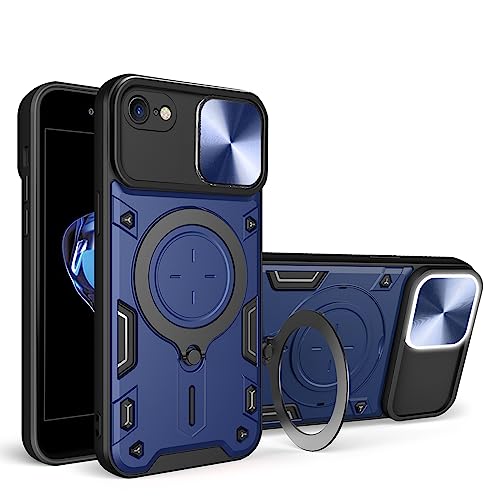 CasurvivePro Handyhülle mit magnetischer Unterstützung für iPhone SE 2022/SE 2020/iPhone 8/iPhone 7, Autohalterung, magnetischer Ständer, Militärschale – Blau von CasurvivePro