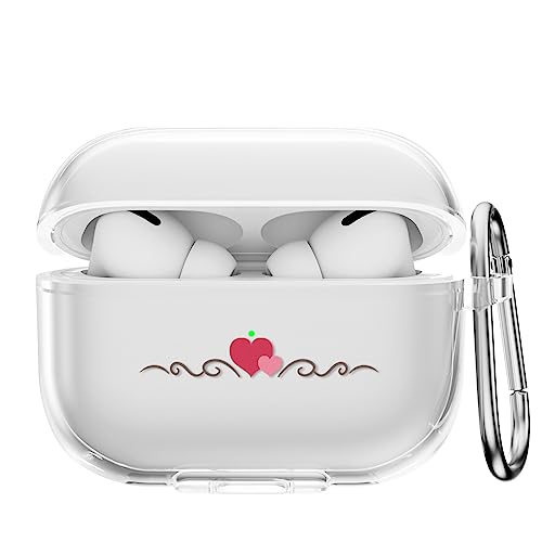 CasurvivePro Kopfhörer-Hüllen für AirPods Pro 2 Hüllen, mit Karabiner, transparente TPU-Hüllen mit niedlichem Muster, Apple AirPods Pro (2nd Generation) Ladehülle Hüllen 2nd Gen von CasurvivePro