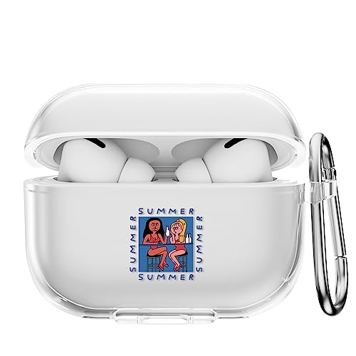 CasurvivePro Kopfhörer-Hüllen für AirPods Pro 2 Hüllen, mit Karabiner, transparente TPU-Hüllen mit niedlichem Muster, Apple AirPods Pro (2nd Generation) Ladehülle Hüllen 2nd Gen von CasurvivePro