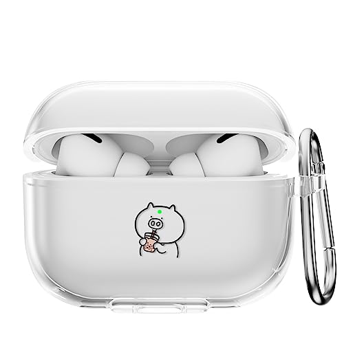 CasurvivePro Kopfhörer-Hüllen für AirPods Pro 2 Hüllen, mit Karabiner, transparente TPU-Hüllen mit niedlichem Muster, Apple AirPods Pro (2nd Generation) Ladehülle Hüllen 2nd Gen von CasurvivePro
