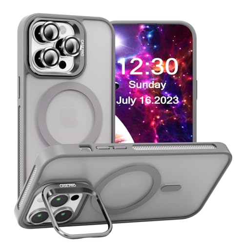 CasurvivePro Magnetische Hülle, Kameraschutz mit Ständer für iPhone 12 Pro Max, [kompatibel mit MagSafe], Matte, schlanke, stoßfeste Schutzhülle für iPhone 12 Pro Max, Grau von CasurvivePro