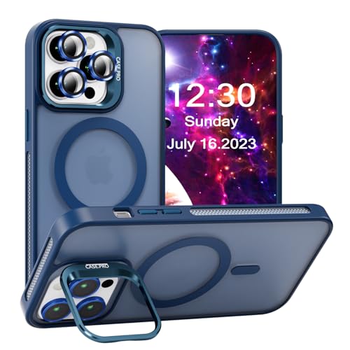 CasurvivePro Magnetische Hülle, Kameraschutz mit Ständer für iPhone 15 Pro Max, [kompatibel mit MagSafe], Matte, schlanke, stoßfeste Schutzhülle für iPhone 15 Pro Max, Blau von CasurvivePro