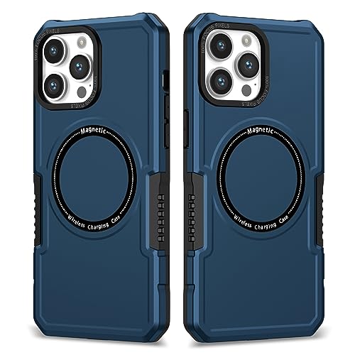 CasurvivePro Magnetische Hülle Kompatibel für iPhone 12 Pro Max, [Kabelloses Laden] Matte schlanke stoßfeste SchutzHülle Kompatibel für iPhone 12 Pro Max Blau von CasurvivePro
