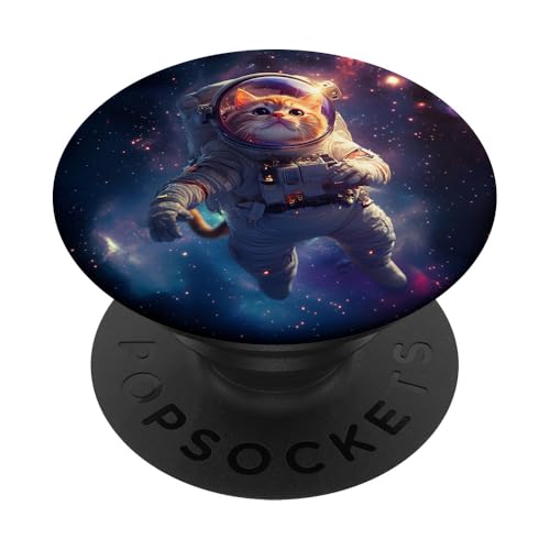Intergalaktische lustige Katze Astronaut schwebt im Weltraum PopSockets Klebender PopGrip Intergalaktische lustige Katze Astronaut schwebt im Weltraum PopSockets Klebender PopGrip von Cat Astronaut Designs