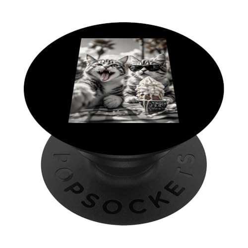 Lustige Eiscreme-Katzen-Selfie PopSockets Klebender PopGrip von Cat Clothes Cat Stuff