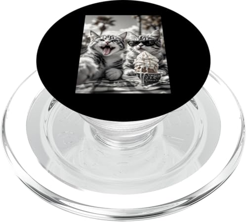 Lustige Eiscreme-Katzen-Selfie PopSockets PopGrip für MagSafe von Cat Clothes Cat Stuff