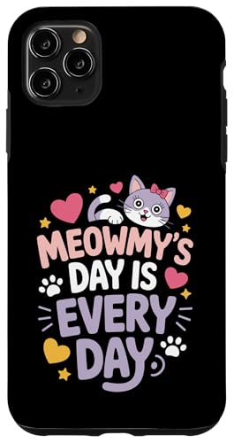 Cat Meowmy's Day Every Day Hearts Stars Tierliebhaber Hülle für iPhone 11 Pro Max von Cat Lover Designs