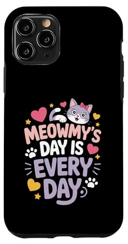 Cat Meowmy's Day Every Day Hearts Stars Tierliebhaber Hülle für iPhone 11 Pro von Cat Lover Designs
