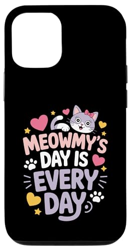 Cat Meowmy's Day Every Day Hearts Stars Tierliebhaber Hülle für iPhone 12/12 Pro von Cat Lover Designs