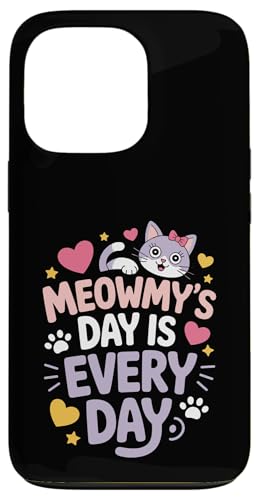 Cat Meowmy's Day Every Day Hearts Stars Tierliebhaber Hülle für iPhone 13 Pro von Cat Lover Designs