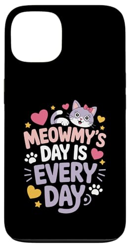 Cat Meowmy's Day Every Day Hearts Stars Tierliebhaber Hülle für iPhone 13 von Cat Lover Designs