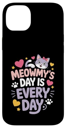 Cat Meowmy's Day Every Day Hearts Stars Tierliebhaber Hülle für iPhone 14 Plus von Cat Lover Designs