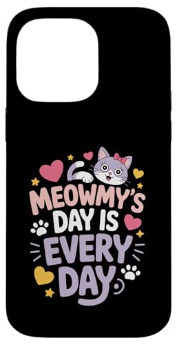 Cat Meowmy's Day Every Day Hearts Stars Tierliebhaber Hülle für iPhone 14 Pro Max von Cat Lover Designs