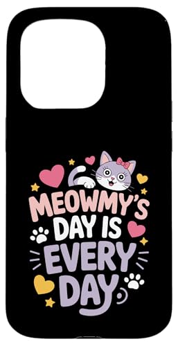 Cat Meowmy's Day Every Day Hearts Stars Tierliebhaber Hülle für iPhone 15 Pro von Cat Lover Designs