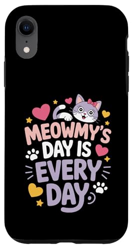 Cat Meowmy's Day Every Day Hearts Stars Tierliebhaber Hülle für iPhone XR von Cat Lover Designs